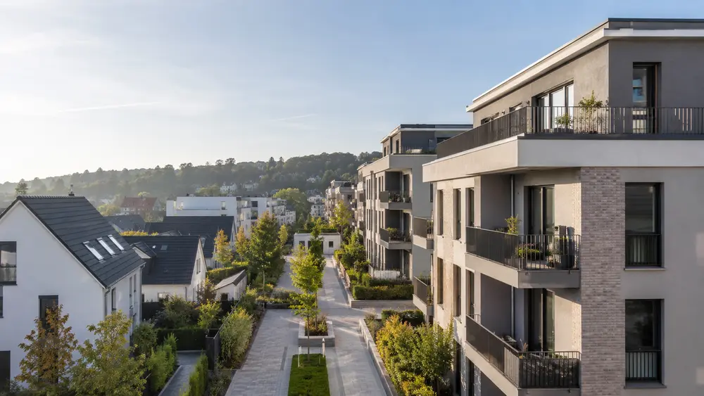 Moderne Wohnhäuser als Symbol für die Entwicklung des Wohnungsmarkts